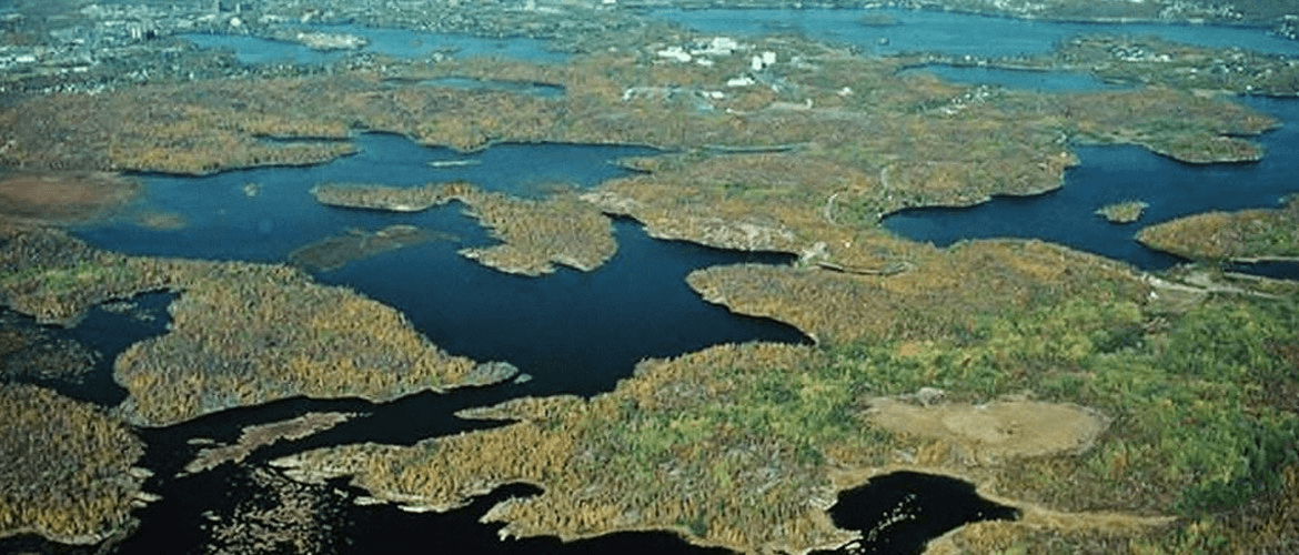 Aerial view of Sudbury's lakes